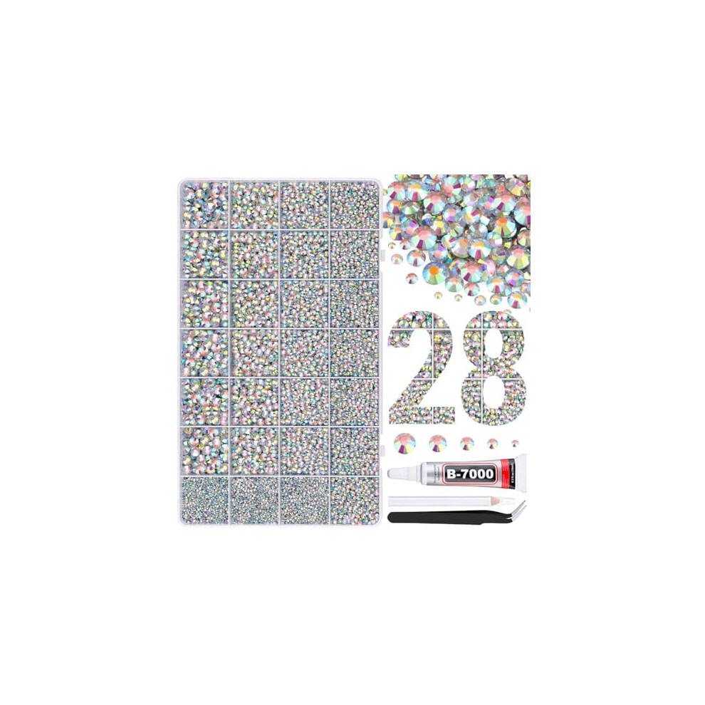 30000pcs AB Flatback Resin Rhinestones for Crafting, Clothing, Tumblers, Mugs, Shoes, Fabric & Nail Art â Compatible with B7000 Glue