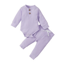 Baby-Mädchen Herbst-/Winter-Outfits: Langärmelige Strick-Strampler aus Baumwolle, Lila, 0-24 Monate, kompatibel mit 0-3 Monaten