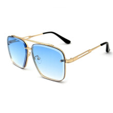 Upliftjoys Sonnenbrille, Retro-Sonnenbrille mit Farbverlauf, UV400-Schutz, quadratischer Metallrahmen mit Doppelsteg und geschliffenen Kanten