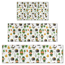 Ensemble de 3 tapis de cuisine « Saint-Patrick et harpes », 43 x 76 cm + 43 x 119 cm + 43 x 150 cm, antidérapants, lavables et anti-fatigue.