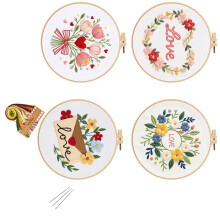 Personalize Florals Embroidery Craft Set Cotton Plastic For Home