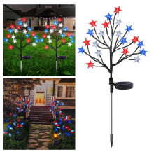 4th of July Solar Lights: Red/White/Blue Star Tree Branch Lights for Lawn, Garden – 2 Lighting Modes, Compatible with Outdoor Decor