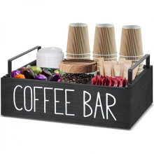 Black Coffee Bar Accessories Organizer for Cups, Beans, Sugar – Compatible with All Coffee Stations