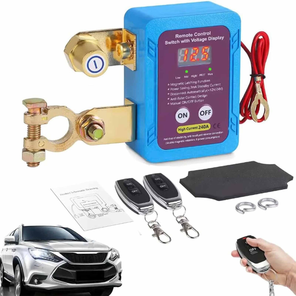 Smart Remote Car Battery Disconnect Switch, 2V/240A, Anti-Theft Kill Switch For Car/Truck/Rv Â Compatible With 12V Systems 9485826479314