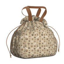 Sac à lunch isotherme à cordon en forme d'os et d'empreinte de patte de chien marron - Résistant aux taches, multipoches, idéal pour le bureau
