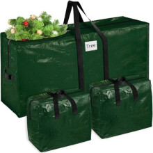 Sac de rangement pour sapin de Noël 2,3 m avec 2 grands sacs pour guirlandes, matériau imperméable, poignées renforcées et double fermeture