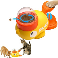Distributeur de friandises interactif en forme de canard jaune pour chat
