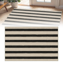 Musta ja beigenvärinen raidallinen ulkomatto – liukumaton, pestävä kynnysmatto etuovelle, keittiöön, terassille, kuistille (40x60 cm)