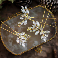 3Pcs Bridesmaid Hair Accessories Crystal Hairpins Golden Bridal Hairpins for Secure Holding