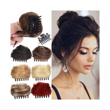 Extensiones de cabello Space Bun, mini moños con clip, orejas de gato desordenadas, moño tipo donut.
