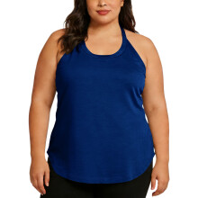 Top regata feminino plus size casual, cor sólida, gola redonda, modelagem solta, respirável e confortável, ideal para academia, ioga e atividades