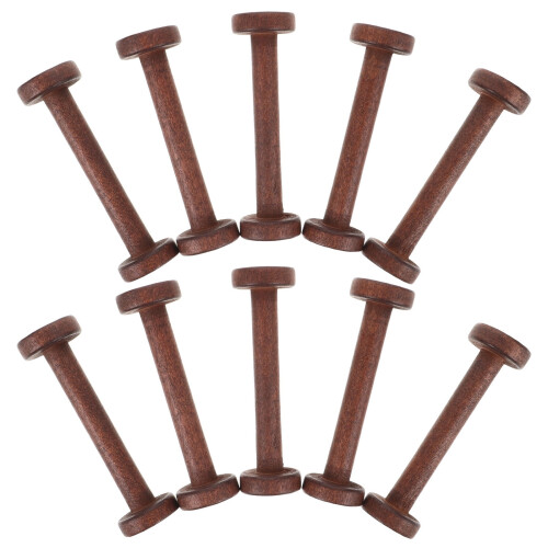 10PCS Wooden Thread Spools Brown Natural Solid Wood Sewing Tools for Home and Craft Storage