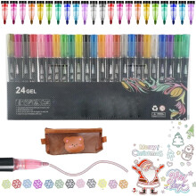 Gugliet Dreamy Sparkle Dual-Line Contour Pen Set – 12/24/36/48 färger, metalliska glitterkonturpennor för teckning, färgläggning och
