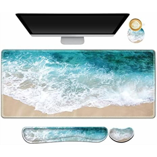 Σετ XXL Gaming Mouse Pad με στήριγμα καρπού, μαξιλάρι, υποπόδιο και πατάκι γραφείου από