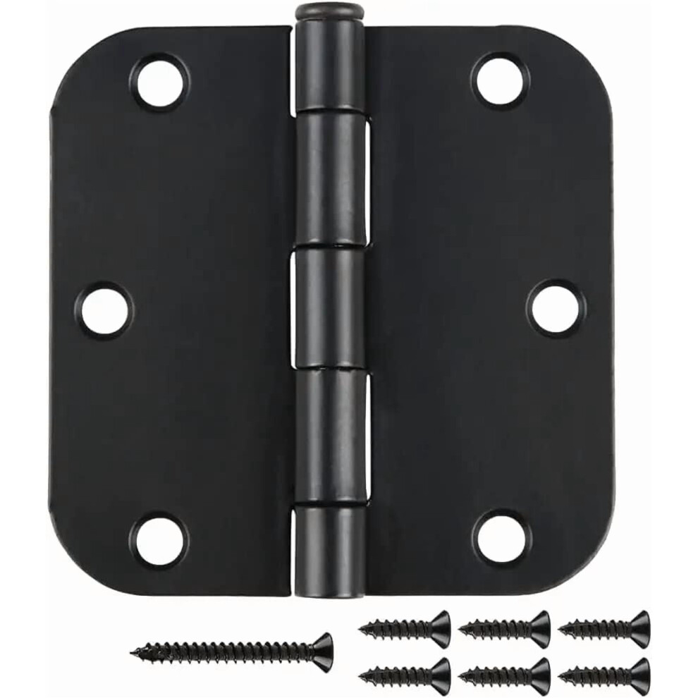 6-Pack Matte Black 3.5" Round Heavy-Duty Door Hinges, 5/8" Radius, Removable Pin Â Compatible With Standard Interior Doors, Farm, Shed, Gate, 9425574913890
