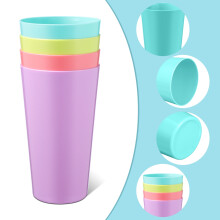 Gobelets réutilisables en plastique simples, couleurs assorties, élégants, pour boire de l'eau