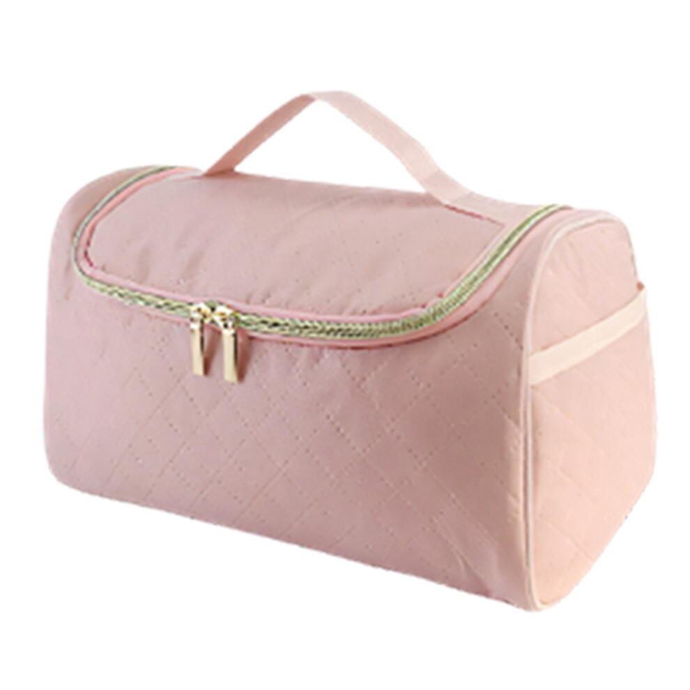 Elegant Quilted Cosmetic Bag Hair Curler Travel Case For-Pink