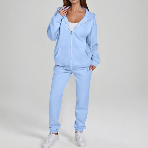Conjunto de moletom feminino com capuz e calça jogger (2 peças) 1