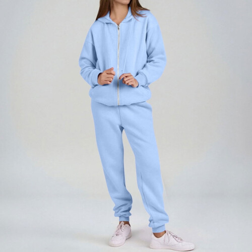 Conjunto de moletom feminino com capuz e calça jogger (2 peças) 2