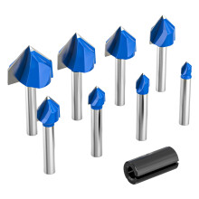 8Pcs 1/4Inch Shank V Grooves Bit for Direct Mounting on Various