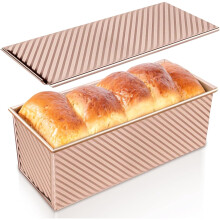 Moule à pain Pullman avec couvercle, en acier au carbone antiadhésif, capacité de 450 g, compatible avec le pain de mie et le pain au levain