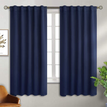 Rideaux occultants courts 34 x 30 po, isolants thermiques, à fourreau et pattes de fixation, gris clair, 2 panneaux — Compatibles avec les