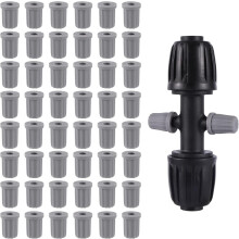 60 embouts de raccord barbelés de 6,35 mm (1/4 pouce) avec bouchons en caoutchouc pour système de tuyauterie d'irrigation de 6,35 mm (1/4 pouce).