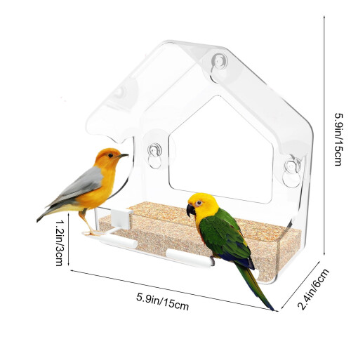 Clear Window Bird Feeder Outdoor Strong Design Easy Fill 2