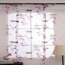 Rideau, voilage à motifs de feuilles, rideau en tulle, habillage de fenêtre, tissu pour cantonnière