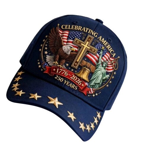 Adjustable Size Cotton 250th Anniversary Baseball Cap-Navy Blue