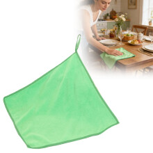 Serviette de nettoyage portable et réutilisable, essuie-vaisselle et torchon de cuisine, serviette carrée épaisse et absorbante, verte 30 x 30 cm,