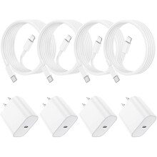 Luchtaire ZCFast & Pacáiste 4 Chábla USB-C go Lightning (3FT+10FT) le Bloc 20W, comhoiriúnach le iPhone14/13/12Pro/Plus/Pro Max – Bán