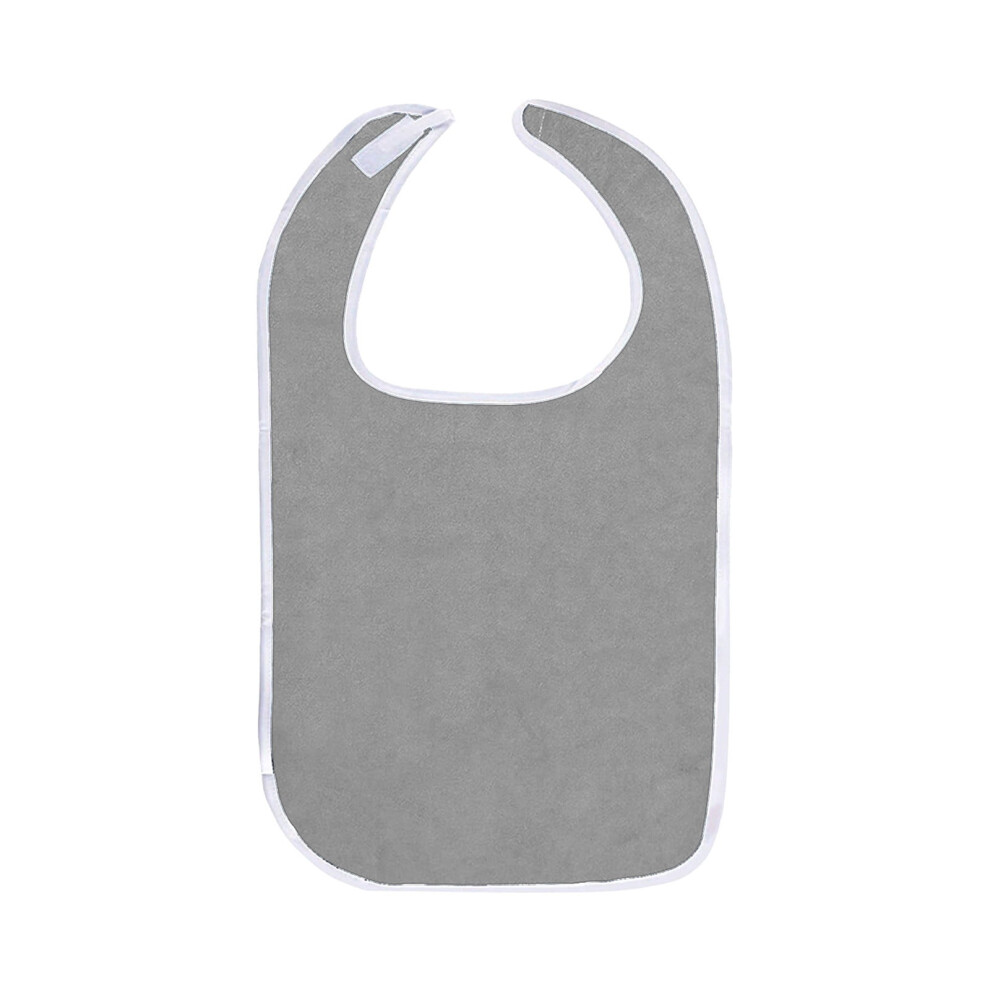 Gray Adjustable Adult Bib - 29.5X17.7in Machine Washable Cotton Bibs For Elderly & Disabled, Spill-Proof Clothing Protector (Gray)