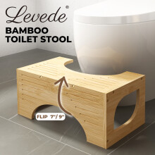 Levede Bamboo Squatty Potty Squatting Toilet Poop Stool Bathroom Non-Stick