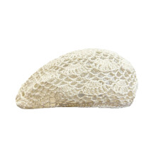 Stylish Patterned Beret Cap With Stretch Band-Beige