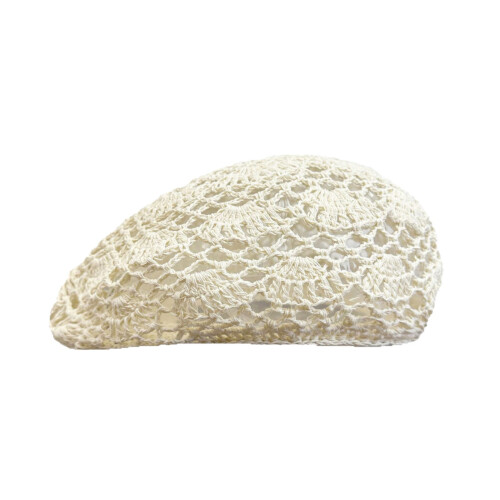 Stylish Patterned Beret Cap With Stretch Band-Beige