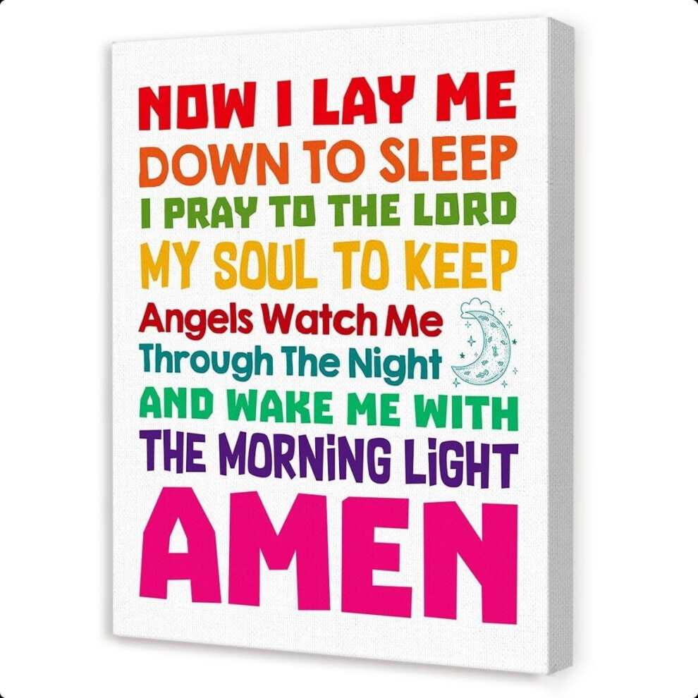 Christian Wall Art for Kids,Prayer Scripture Wall Art,Christian Nursery Wall Decor,Now I Lay Me down to Sleep Canvas Wall Decor poster