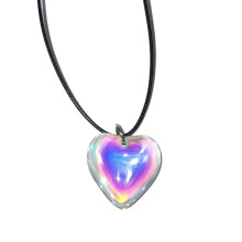 YIEMEEN Gothic Halskette mit schwarzem Seilanhänger in Herzform für Damen – elegantes, verstellbares Kettendesign, schlichter Schmuck