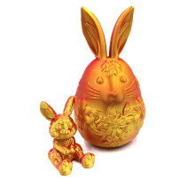 Figurine d'œuf de Pâques imprimée, décoration articulée et cadeau festif pour enfants – Ornement en plastique durable pour le printemps et