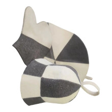 Felt Wool Sauna Hat Sauna Accessories Set Heat-White and gray