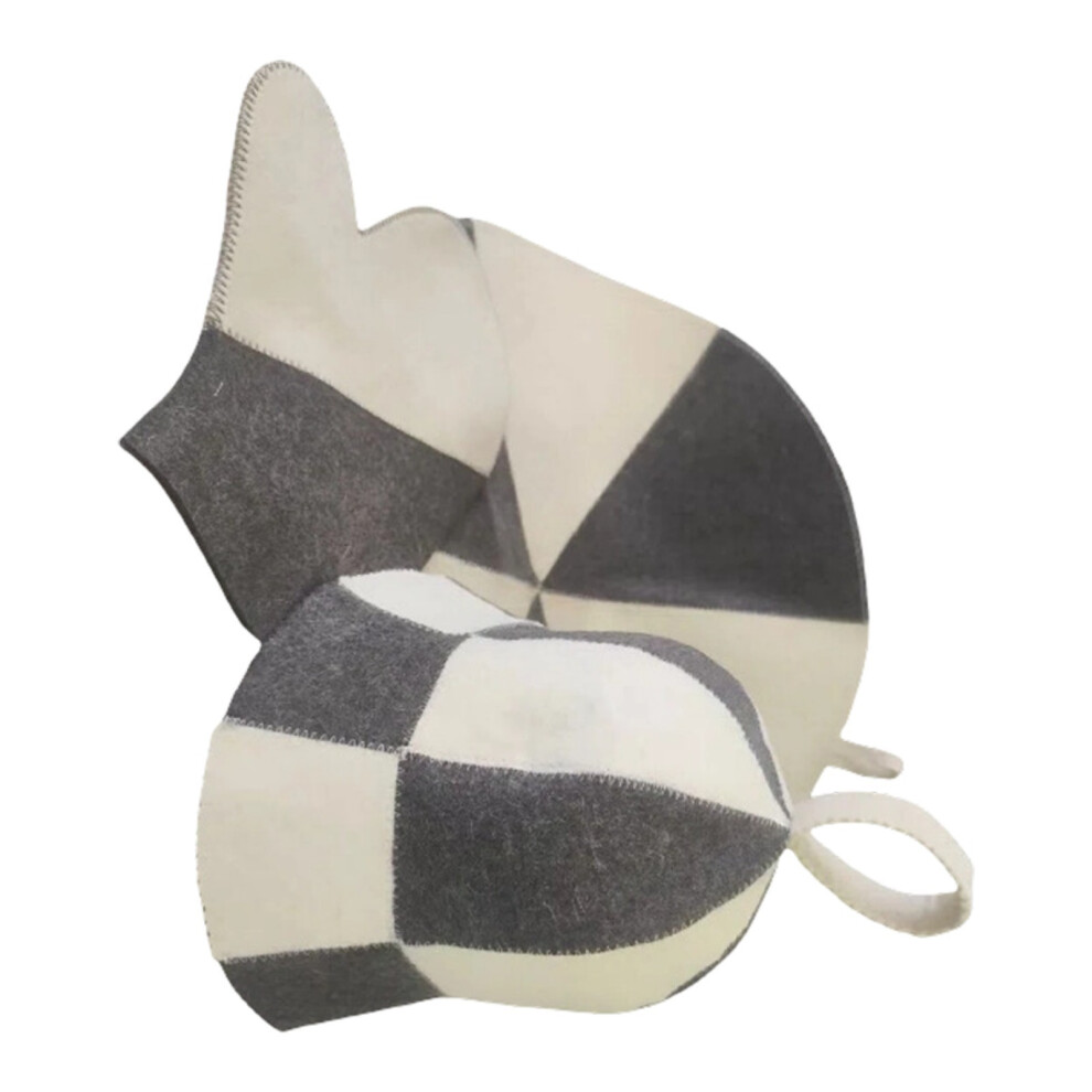 White/Gray Felt Wool Sauna Hat Sauna Accessories Set Heat- And