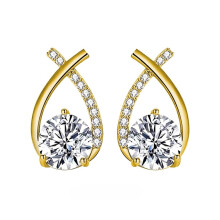 Moissanite Stud Earrings D Color VVS1 Moissanite Earrings 925 Sterling Silver 18K Gold Plated Friction Flat Bottom Mermaid Tail Earrings for Women