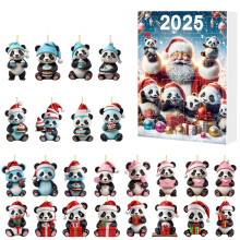 Calendrier de l'Avent Panda 2025 – 24 figurines mignonnes, compte à rebours des fêtes pour enfants et adultes, cadeau festif pour les amoureux