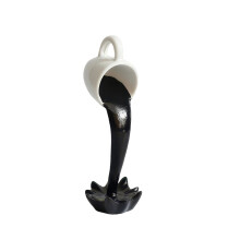 Mini Floating Coffee Cup - Black Magic Pouring Mug Sculpture, Rustic Home Kitchen Coffee Shop Decor
