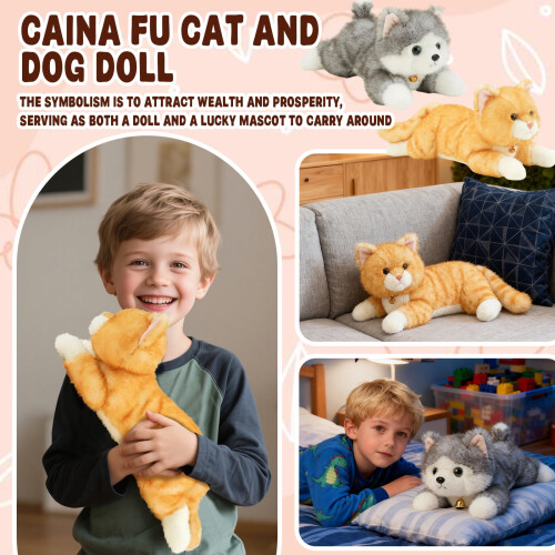 Zachte pluche huskykat van 30 cm.