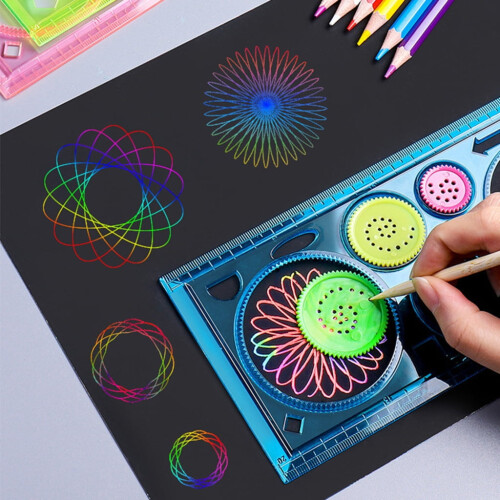 7Pcs Geometric Drawings Templates,Drafting Stencils Measuring Tools,Plastic Clear Ruler Shapes for Architecture,Office 1