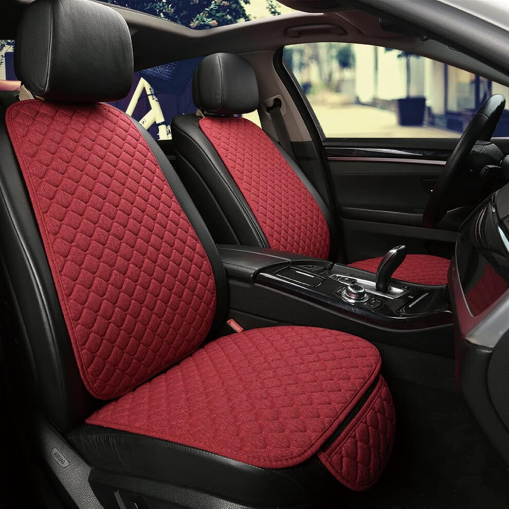 Car Seat Cover Protector Linen Front Rear Back Cushion Protection Pad Mat Backrest For Auto Interior Truck Suv(2 Front Lafite ) Red 9405492937666