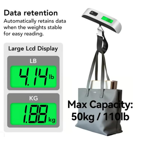 Digital luggage scale with backlit LCD and hook 1 pack 2