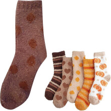 Plush Slipper Socks Women - Colorful Warm Crew Socks Cozy Soft for Winter Indoor