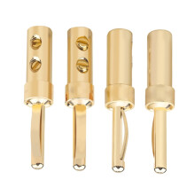 Conectores tipo banana chapados en oro para sistemas de audio Hi-Fi y amplificadores de altavoces (4 unidades)